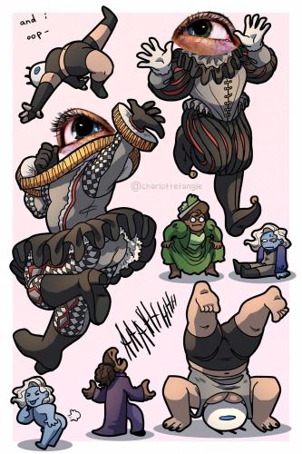 Harlequin and chibis